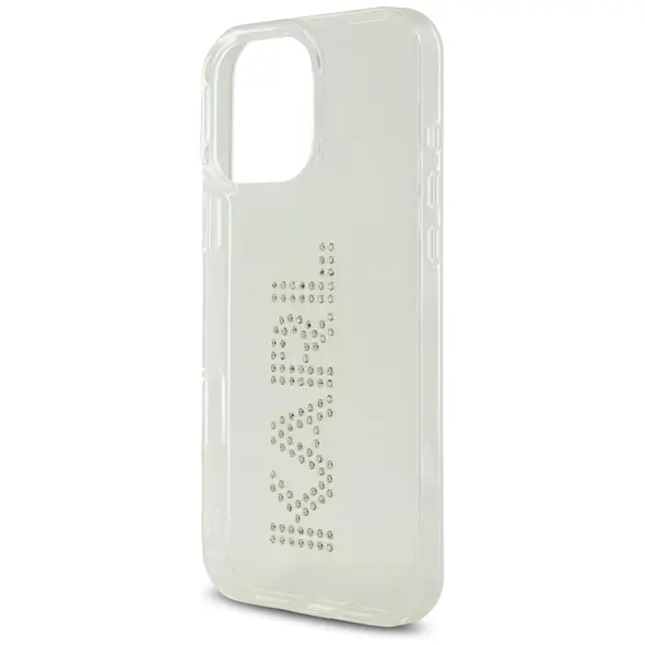 Etui Karl Lagerfeld IML Rhinestones Logo do Apple iPhone 16 Pro przezroczysty