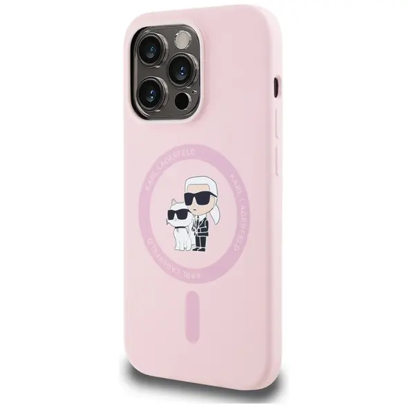 Etui Karl Lagerfeld Silicone Karl&Choupette MagSafe do Apple iPhone 14 Pro różowy