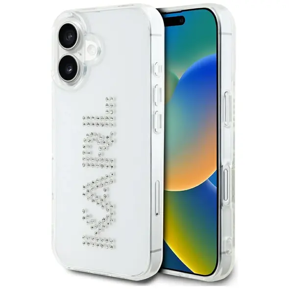 Etui Karl Lagerfeld IML Rhinestones Logo do Apple iPhone 16 przezroczysty