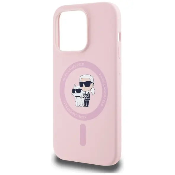 Etui Karl Lagerfeld Silicone Karl&Choupette MagSafe do Apple iPhone 14 Pro różowy