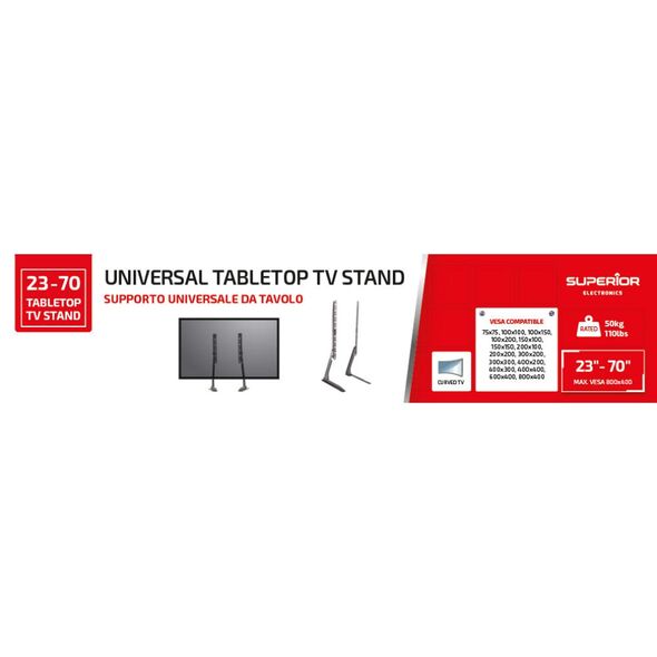 Superior Επιτραπέζια Βάση Τηλεόρασης Tabletop 23"-70" (SUPSTV018) (SPRSUPSTV018) έως 12 άτοκες Δόσεις