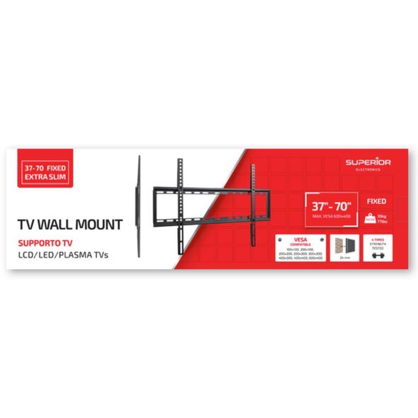 Superior Επιτοίχια Βάση Τηλεόρασης Fixed Extra Slim 37"-86" (SUPSTV006) (SPRSUPSTV006) έως 12 άτοκες Δόσεις