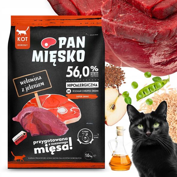 Karma sucha dla kota Wołowina z jeleniem (dorosły) chrupki M 400g