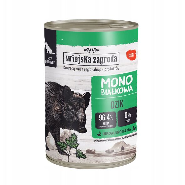 Karma mokra dla psa Monobiałkowa Dzik (dorosły) 400g