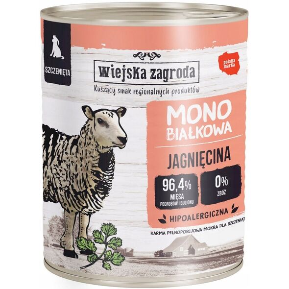 Karma mokra dla psa Monobiałkowa Jagnięcina (szczeniak) 800g