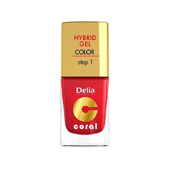 Delia Cosmetics Coral Hybrid Gel Emalia do paznokci nr 01 czerwony 11ml