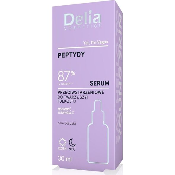 Delia Peptydy - 87% z natury - Serum przeciwstarzeniowe do twarzy, szyi i dekoltu 30ml