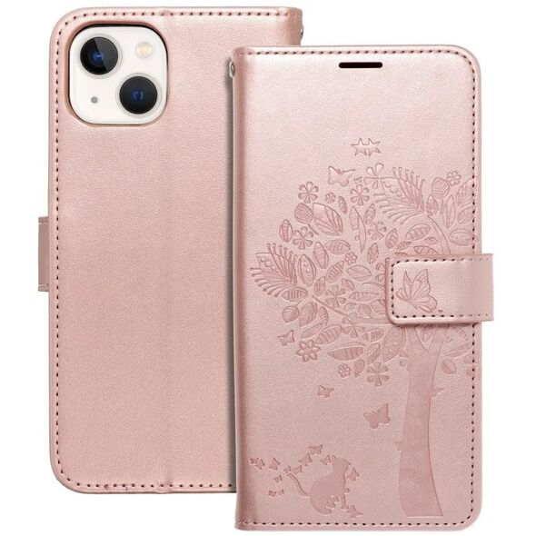 Θήκη ForCell Kabura Forcell MEZZO Book για IPHONE 13 δέντρο ροζ χρυσό