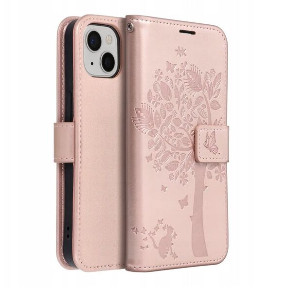 Θήκη ForCell Kabura Forcell MEZZO Book για IPHONE 13 δέντρο ροζ χρυσό