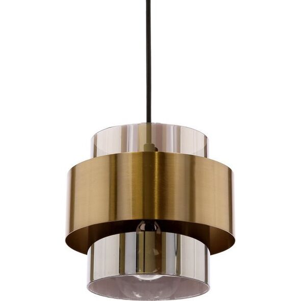 Lampa wisząca Candellux SPIEGA LAMPA WISZĄCA CZARNY+MOSIĘŻNY 1X60W E27 KLOSZ DYMIONY