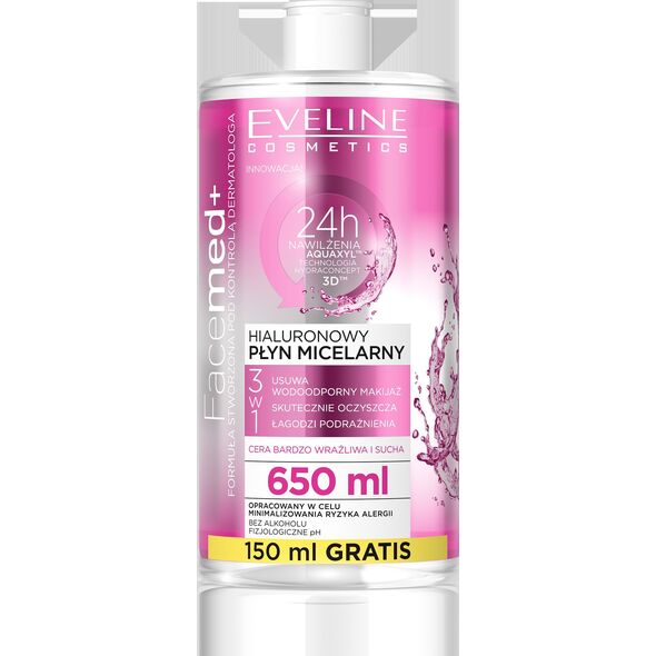 Eveline Facemed+ Hialuronowy Płyn micelarny 3w1 - cera bardzo wrażliwa i sucha 650ml