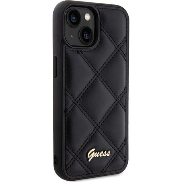 Guess Guess GUHCP15SPSQSQSK iPhone 15 / 14 / 13 6.1" czarny/black hardcase Quilted Metal Logo