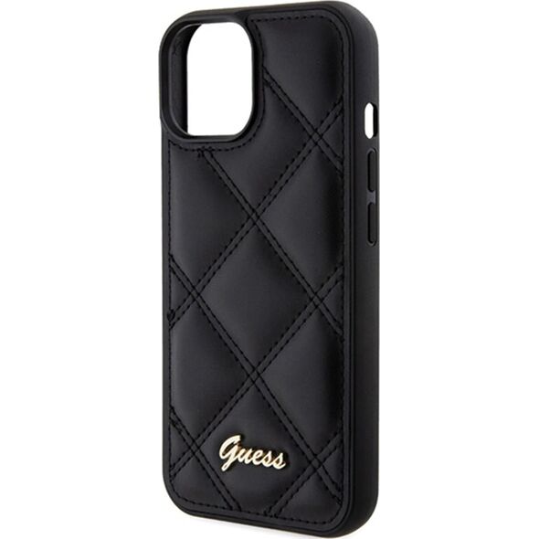 Guess Guess GUHCP15SPSQSQSK iPhone 15 / 14 / 13 6.1" czarny/black hardcase Quilted Metal Logo