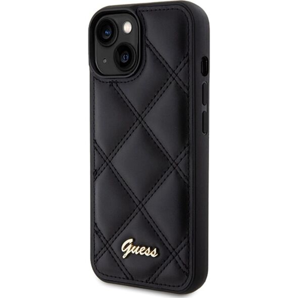 Guess Guess GUHCP15SPSQSQSK iPhone 15 / 14 / 13 6.1" czarny/black hardcase Quilted Metal Logo