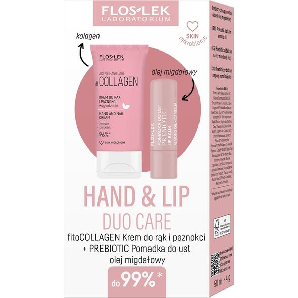 Floslek FLOSLEK Zestaw prezentowy Hand & Lip DUO Care Fitocollagen (krem do rąk 50ml+pomadka ochronna Prebiotic)