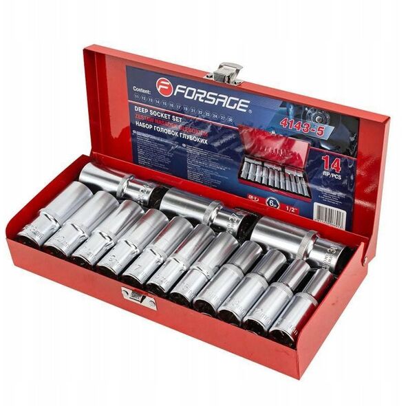 Forsage Σετ βαθιών καρυδιών 1/2" 14 τεμ. (11-30mm) (6-γωνικά)