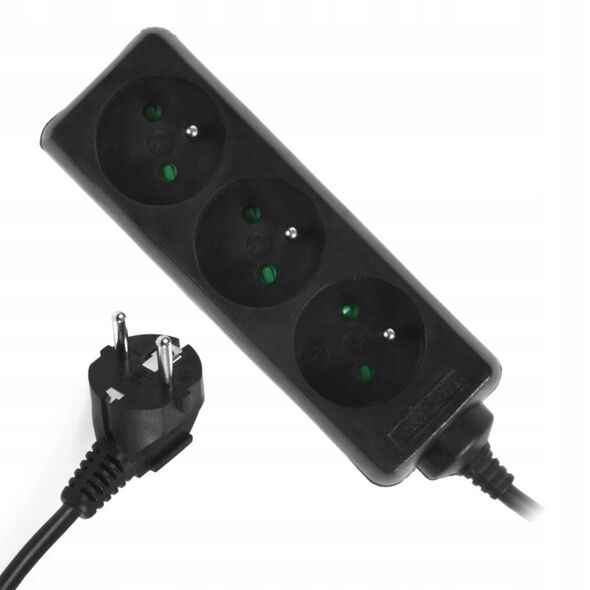 PRZEDŁUŻACZ PS-370/3,0 E CZARNY 3G+0 3M 10A W-98177