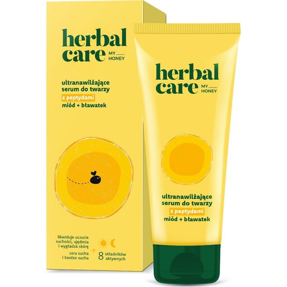 HERBAL CARE My Honey Ultranawilżające Serum do twarzy z peptydami + miód i bławatek na dzień i noc - do cery suchej i bardzo suchej 50 ml