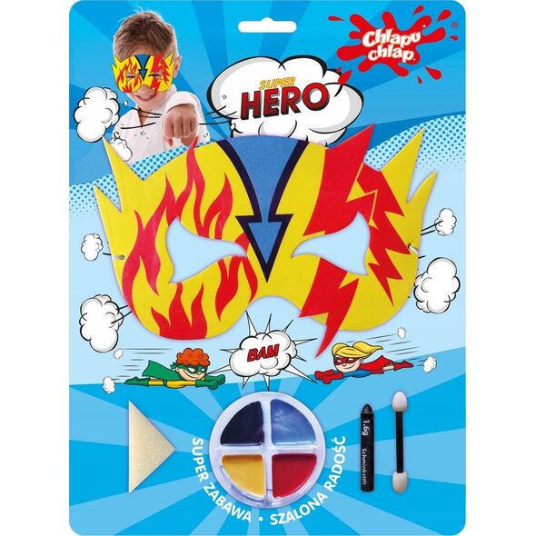 Chlapu Chlap Zestaw do charakteryzacji SuperHero (piankowa maska + farbki)