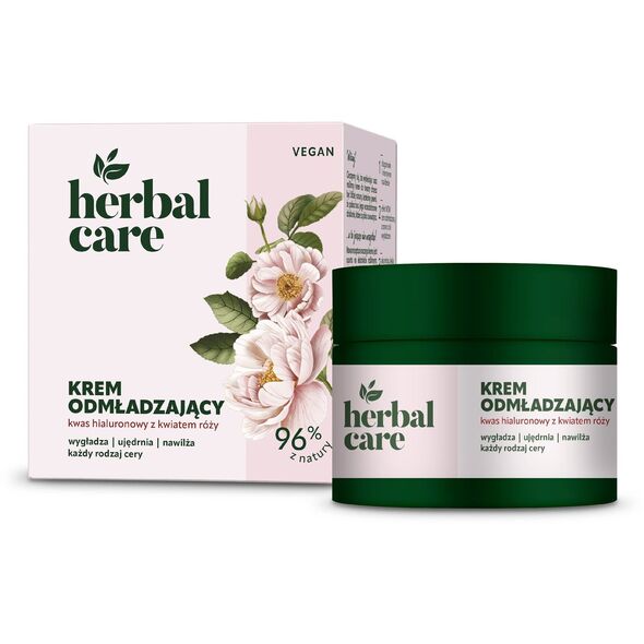 HERBAL CARE Vegan Krem odmładzający z Kwasem Hialuronowym i Kwiatem Róży dla każdej cery - na dzień i noc 50 ml