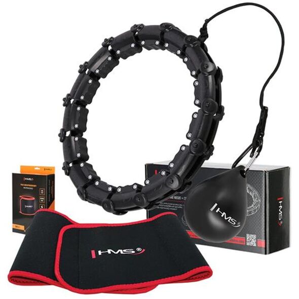ZESTAW HULA HOP HHW02 BLACK Z WYPUSTKAMI I OBCIĄŻNIKIEM HMS + PAS BR163 RED
