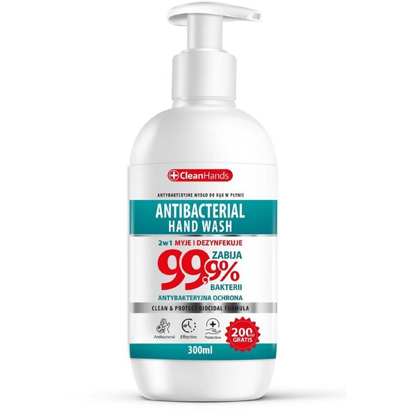 CLEANHANDS Hand Wash Mydło antybakteryjne w płynie Bio formuła 99,9% 300 ml