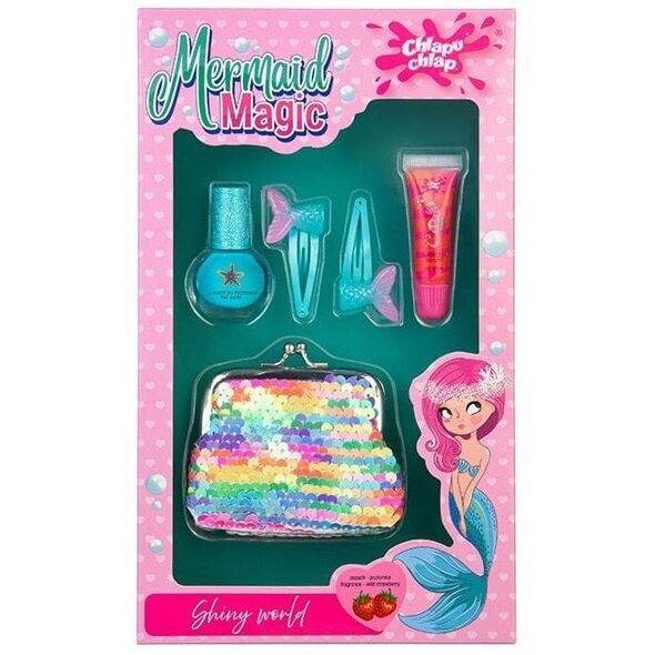 CHLAPU CHLAP Mermaid Magic II Wild Strawberry Zestaw dziecięcy z portmonetką, lakierem do paznokci,błyszczykiem i spinkami do włosów