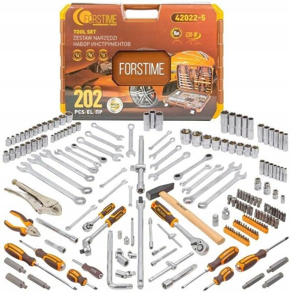 Σετ εργαλείων 1/4", 3/8" και 1/2" 202 τεμ. (εξάγωνων) (6-32mm)
