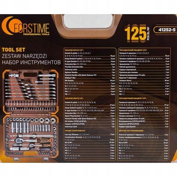 Σετ εργαλείων 1/2" και 1/4" 125 τεμ. (εξάγωνα) (4-32mm)
