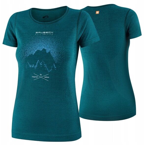 Γυναικείο μπλουζάκι με κοντό μανίκι OUTDOOR WOOL PRO πράσινο M - GÓRY 10