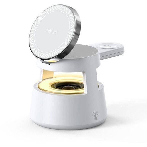 DUZZONA W23 - ασύρματος φορτιστής 5 σε 1 με ηχείο Bluetooth και φωτισμό, συμβατός με MagSafe 15W μαύρο