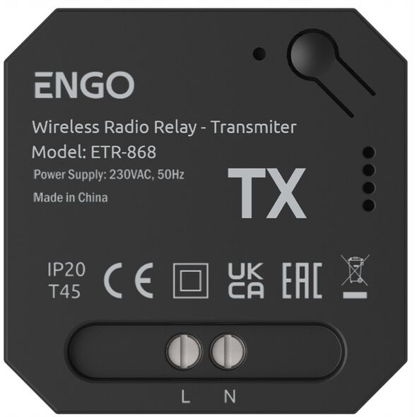 ETR-868 - ασύρματο ρελέ, πομπός + δέκτης, ελεγχόμενο μέσω ραδιοσυχνοτήτων, 868Mhz, 230V