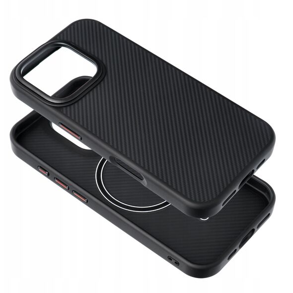 Κάλυμμα Carbon Elite Mag συμβατό με MagSafe ταιριάζει στο IPHONE 16 μαύρο