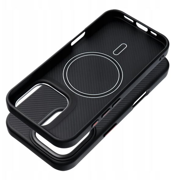 Κάλυμμα Mag Carbon Elite συμβατό με MagSafe ταιριάζει στο IPHONE 15 PLUS μαύρο