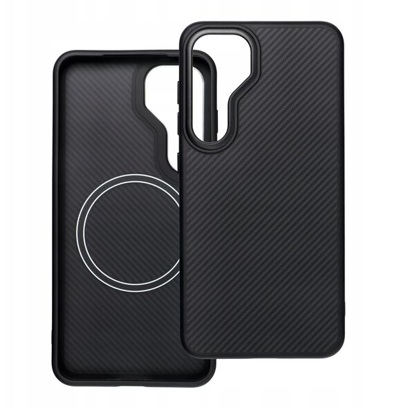 Κάλυμμα Carbon Elite Mag συμβατό με MagSafe ταιριάζει με SAMSUNG S25 μαύρο