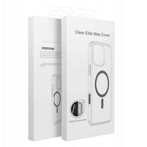 Διαφανής μη κιτρινίζουσα θήκη Clear Elite Mag Cover συμβατή με MagSafe και κουμπί ελέγχου κάμερας, ταιριάζει στο IPHONE 16 PRO MAX διαφανές