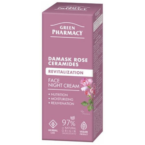 Green Pharmacy Krem do twarzy na Noc Róża Damasceńska i Ceramidy 50ml