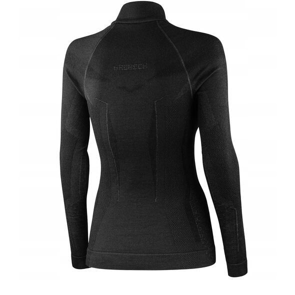 Γυναικεία μπλούζα LS1609W με κοντό φερμουάρ EXTREME MERINO μαύρο M