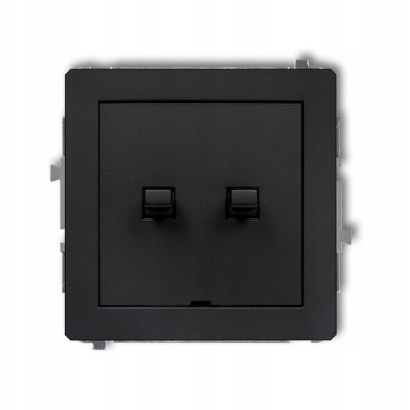 Διπλός διακόπτης Karlik Deco 12DWPUS-44.2 σε αμερικανικό στυλ με ξεχωριστή τροφοδοσία χωρίς εικονογράμματα μαύρο ματ