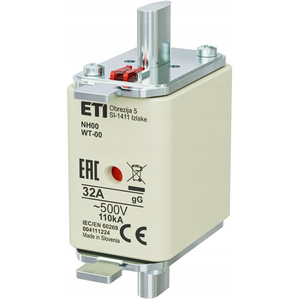 Ασφάλεια ETI Polam NH00/WT-00 004111224 gG 32A 500V G βιομηχανική καθυστερημένη