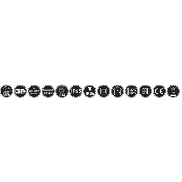 Στεγανό φωτιστικό LED GTV G-tech GT-HER2X18-00 LED 218 T8 LED-j G13 AC220-240V 50/60Hz IP65 abs/ps γκρι