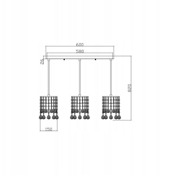 Reality London Crystal 327733-06 κρεμαστό φωτιστικό 3x40W E14 χρώμιο