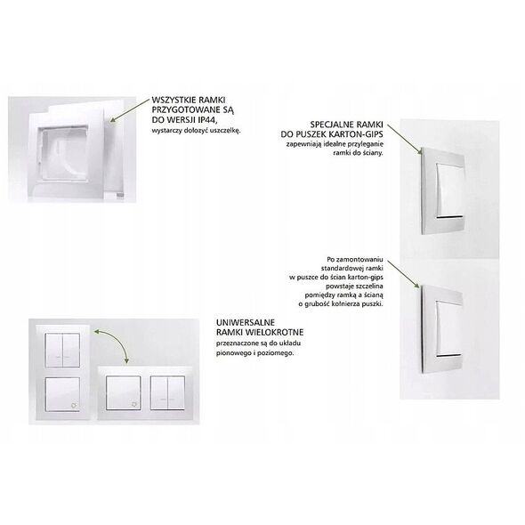 Διακόπτης σκάλας Kontakt-Simon Simon 54 DW6AL.01/X/41 με LED φωτισμό χωρίς εικονόγραμμα, μονάδα 16AX 250V~ βιδωτοί ακροδέκτες κρεμ