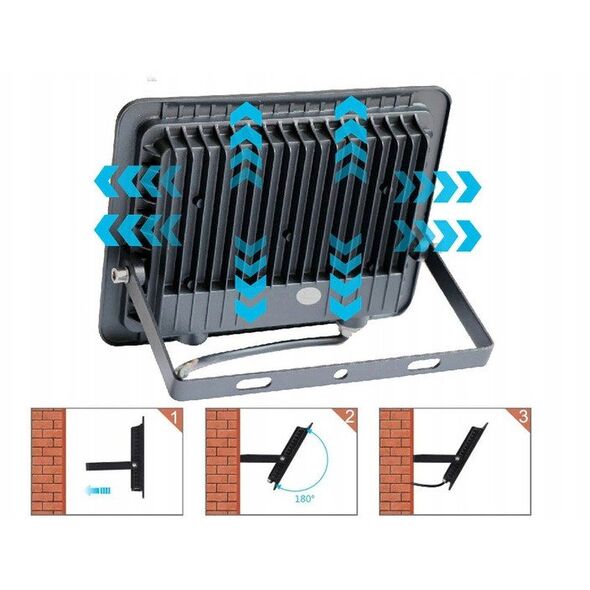 Προβολέας LED ECOLIGHT2 Eco Light EC79887 slim 50W 4500lm 4000K IP65 αισθητήρας κίνησης μαύρος