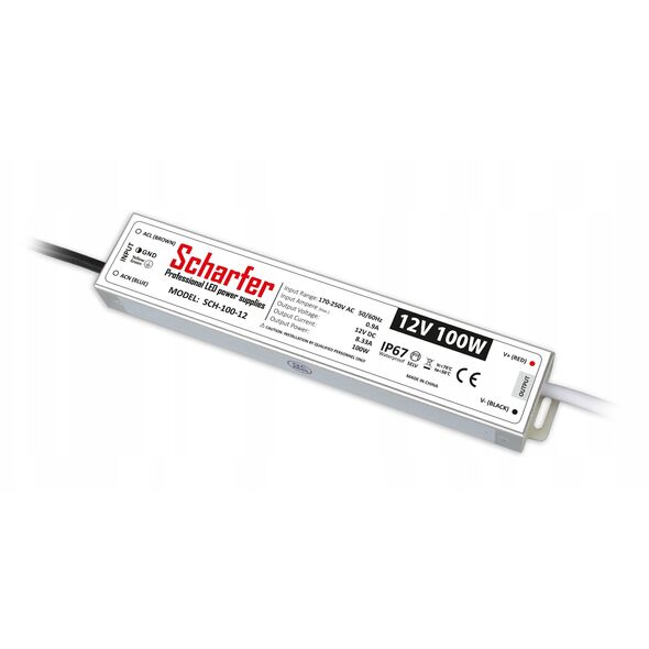 Prescot Σκληρός SCH-100-12 τροφοδοτικό LED στεγανό 12V 100W λευκό