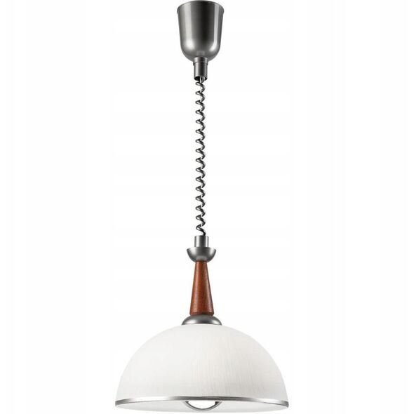 Φωτιστικό κρεμαστό Lamkur Chiara 50096 1x60W E27 ασημί/ξύλινο
