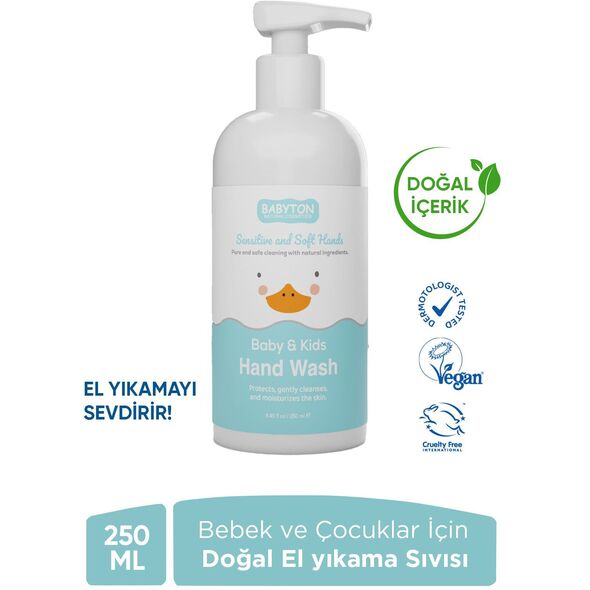 Babyton, Baby&Kids, Υγρό καθαρισμού χεριών, ασφαλές από τη γέννηση, 250 ml