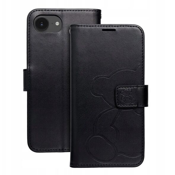Θήκη Kabura MEZZO Book για IPHONE 16e (SE 4 2025) teddy bear μαύρο