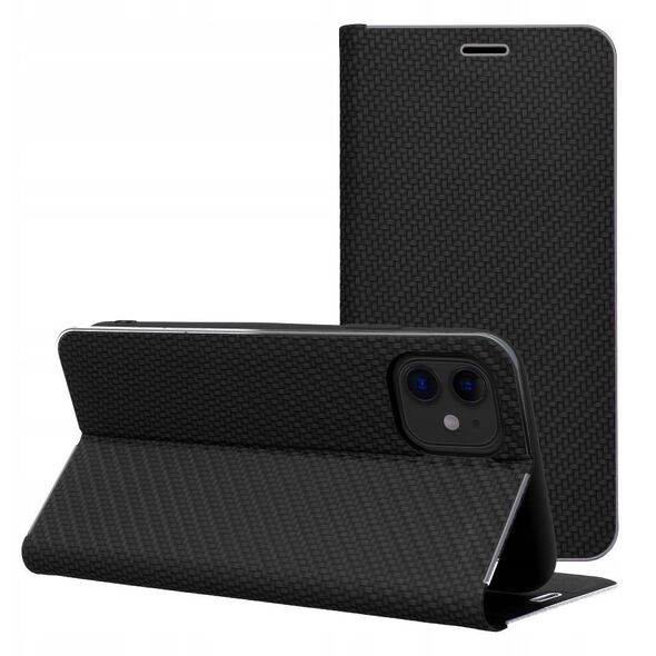 Θήκη LUNA Book Carbon για IPHONE 16e (SE 4 2025) μαύρο