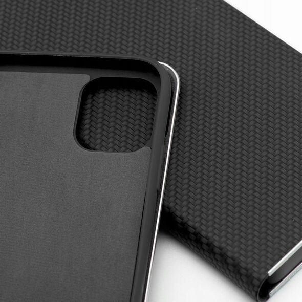Θήκη LUNA Book Carbon για IPHONE 16e (SE 4 2025) μαύρο